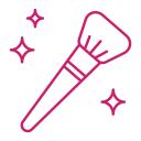 Makeup brush with sparkle icon.